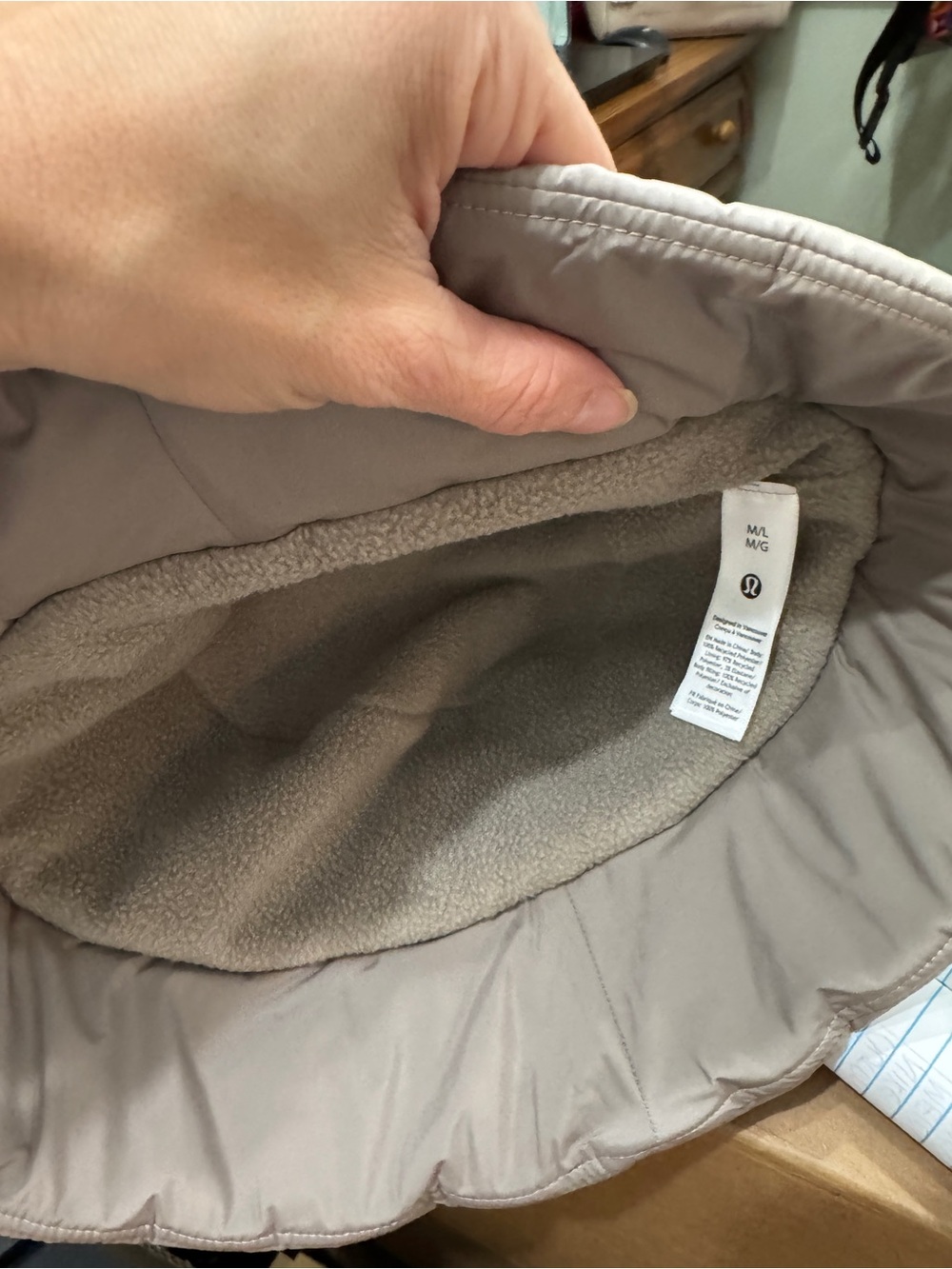 Lululemon Quilted Fleece Lined Bucket Hat in Taupe - Picture 2 of 2